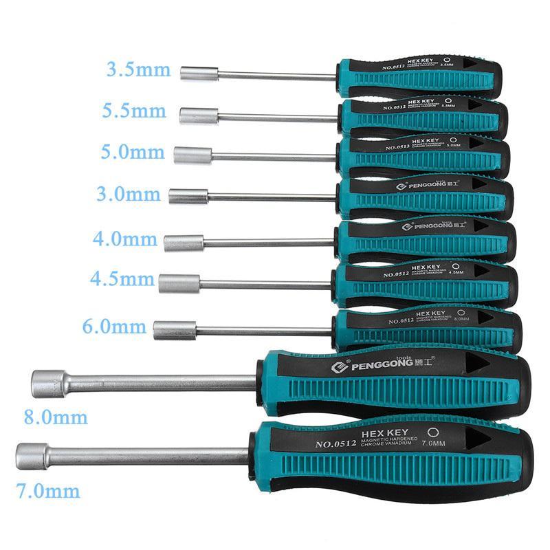 Socket screwdrivers 9PCS - 3-8mm 