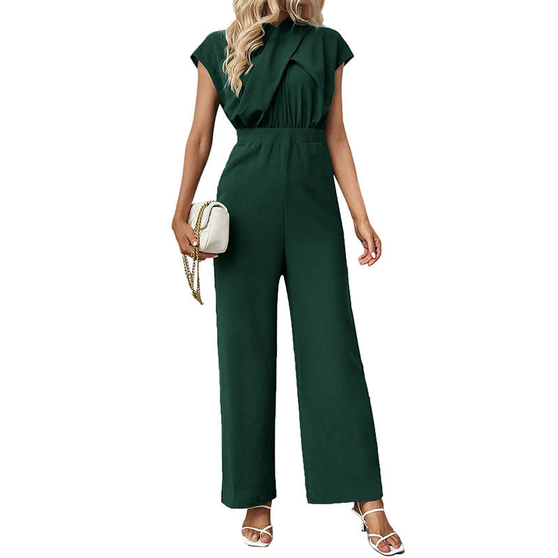 Sleeveless Pleated Collar Jumpsuit