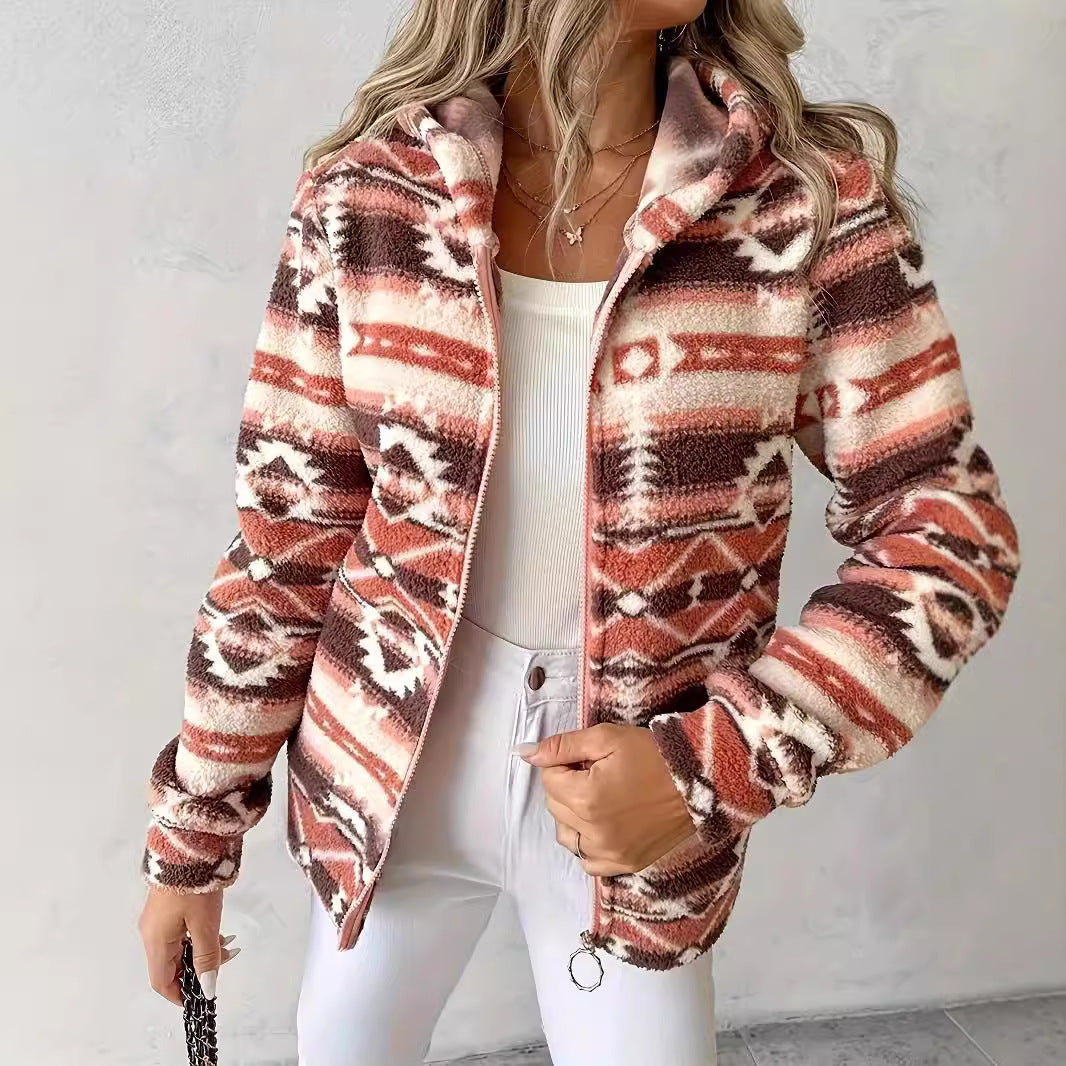 Warm Zip Jacket with pattern