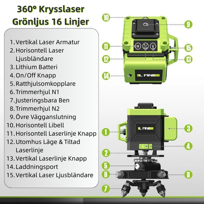 L-FINE Krysslaser LLX360 Grön