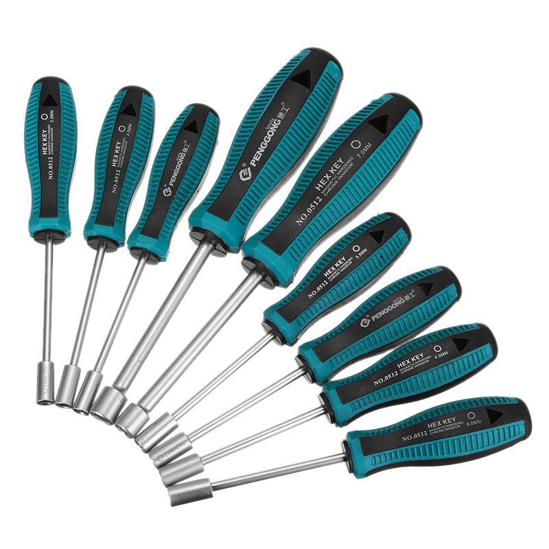 Socket screwdrivers 9PCS - 3-8mm 