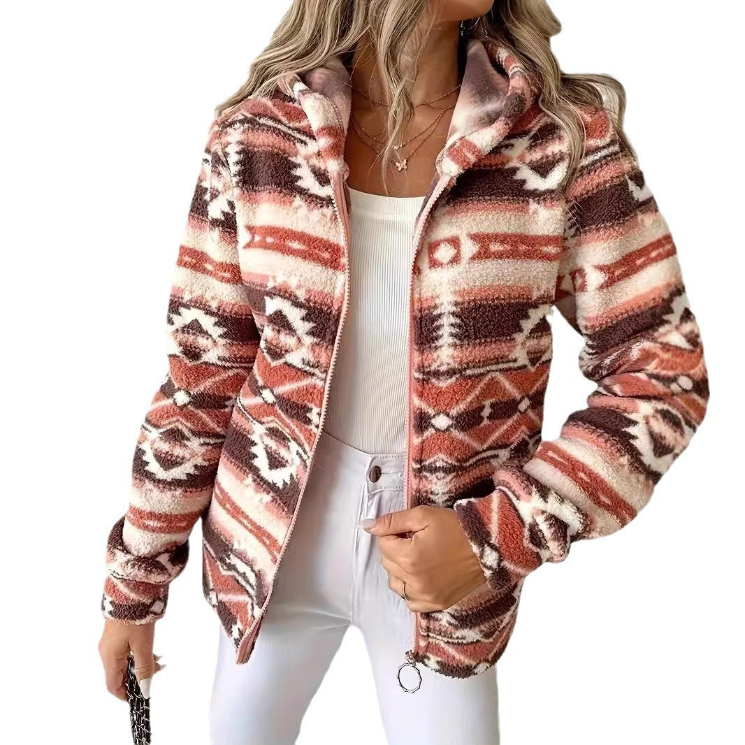 Warm Zip Jacket with pattern