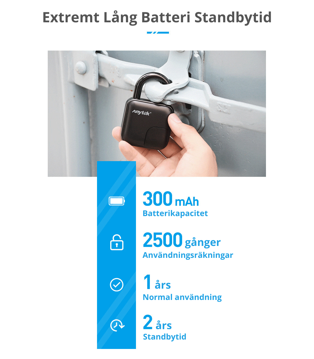 ANYTEK L3 Waterproof Fingerprint Padlock
