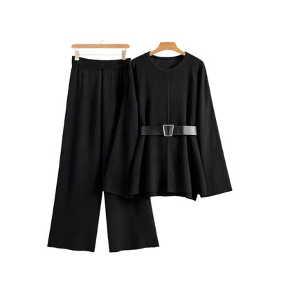 Elegant Top/Bottom with Waist Belt