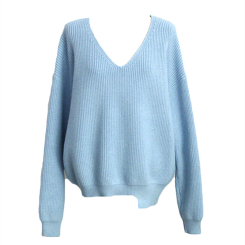 V-ringad Loose And Lazy Style Sweater