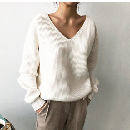 V-ringad Loose And Lazy Style Sweater