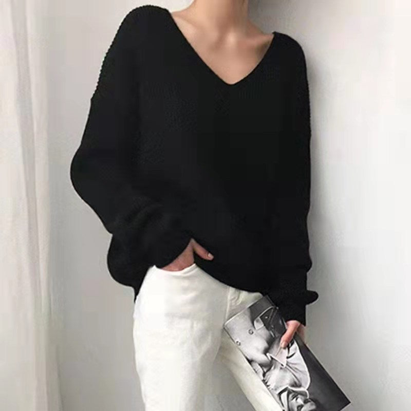 V-ringad Loose And Lazy Style Sweater