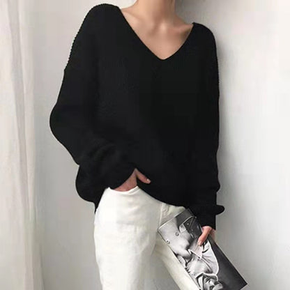 V-ringad Loose And Lazy Style Sweater