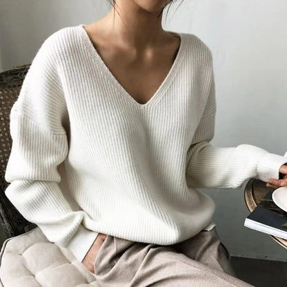 V-ringad Loose And Lazy Style Sweater