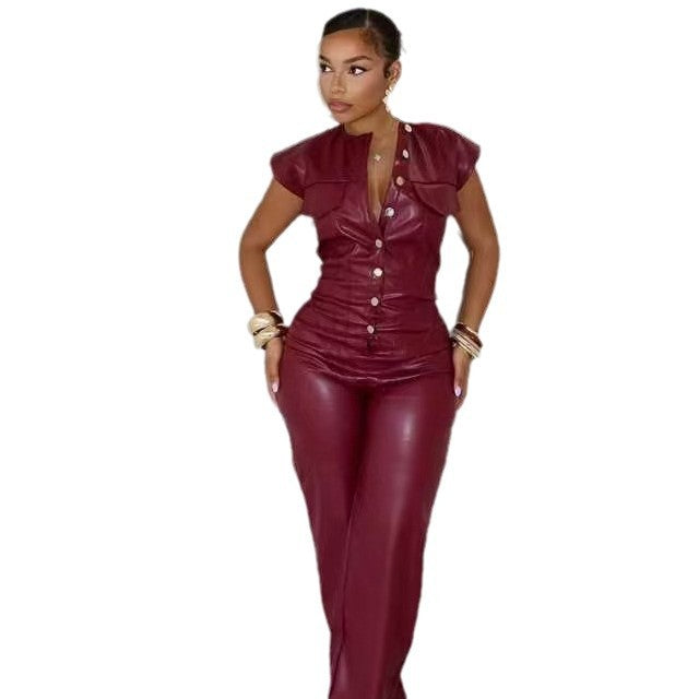 Leather Suit Sleeveless - Women