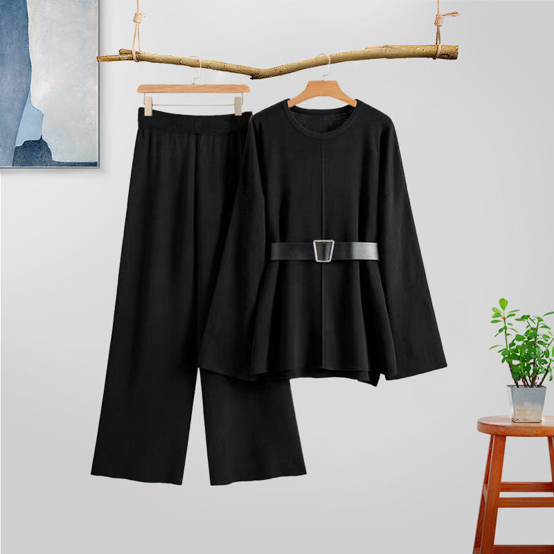 Elegant Top/Bottom with Waist Belt