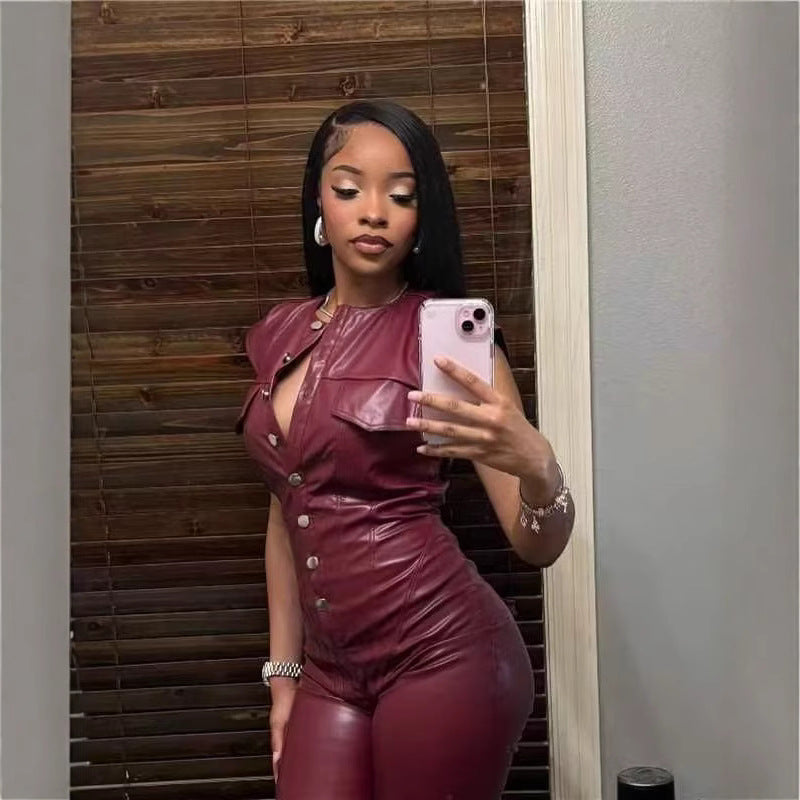 Leather Suit Sleeveless - Women