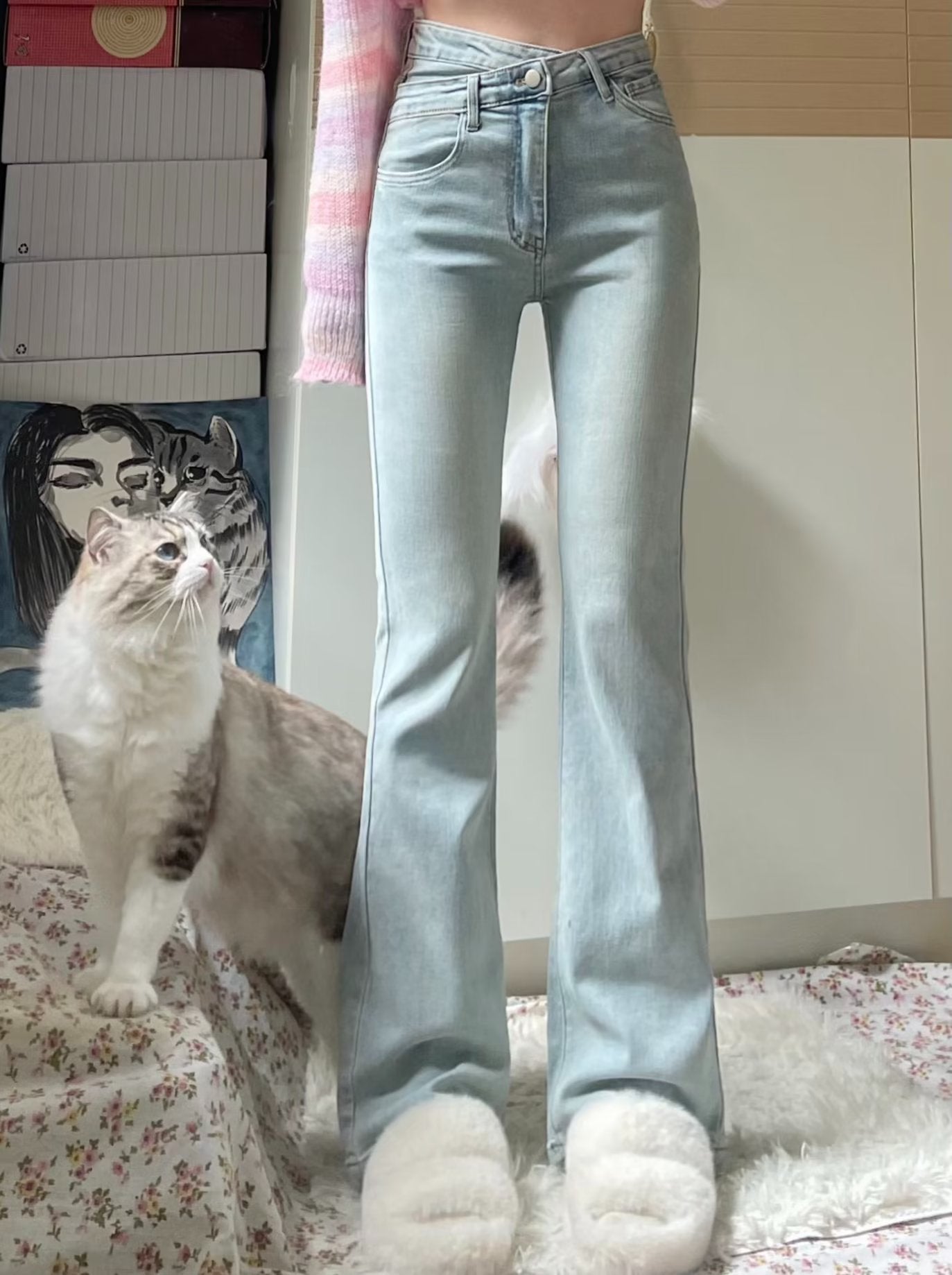 Trendiga Jeans hög midja