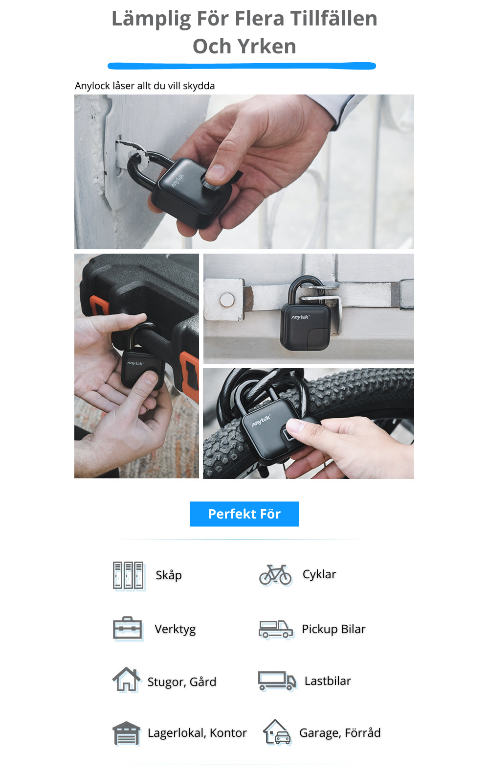 ANYTEK L3 Waterproof Fingerprint Padlock