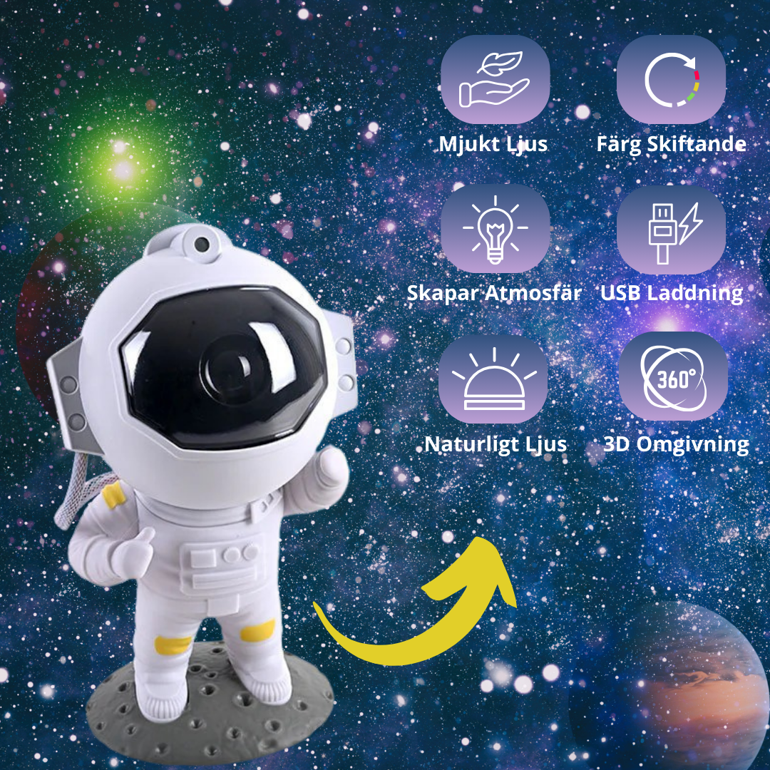 Astronaut Stjärnljusprojektor Nattlampa